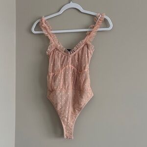 PrettyLittleThing Pink Polka Dot Tulle Bodysuit